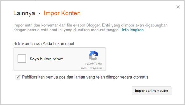 Cara memulihkan (restore) konten Blogger