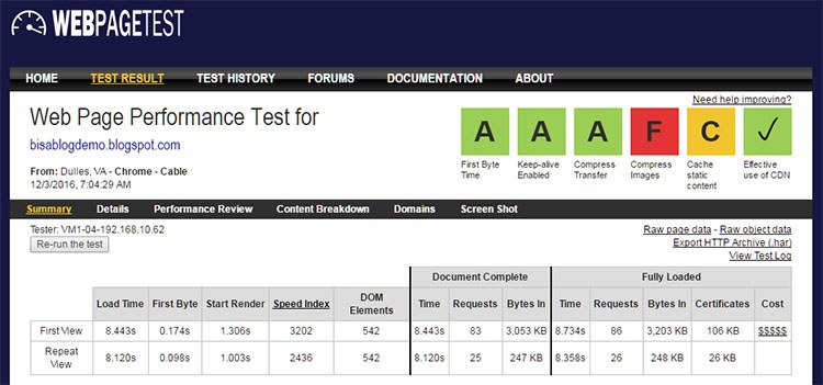 WebPageTest.org, tools open source yang berguna untuk melihat performa website.