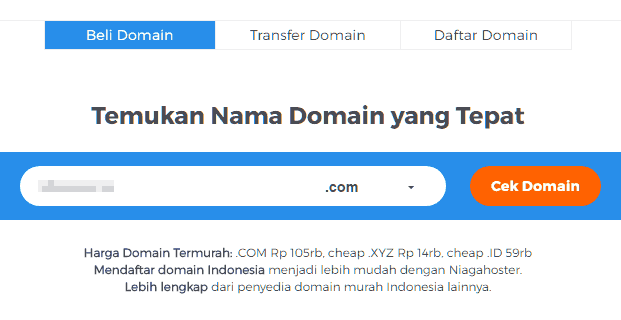 Cek ketersediaan nama domain di niagahoster