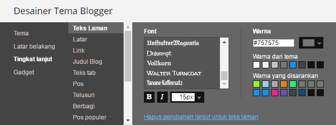 menggunakan font google pada blog blogger melalui desainer tema