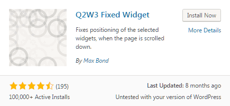 Buat sticky widget dengan plugin Q2W3 Fixed Widget