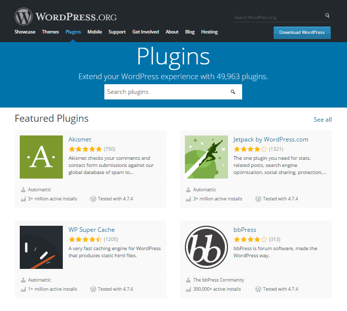 homepage repositori plugin wordpress