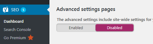 Mengaktifkan menu advanced setting page pada plugin Yoast SEO