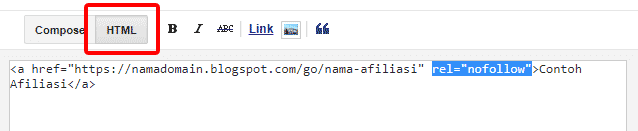Cara menambahkan tag rel="nofollow" pada link di blog Blogger (Blogspot)