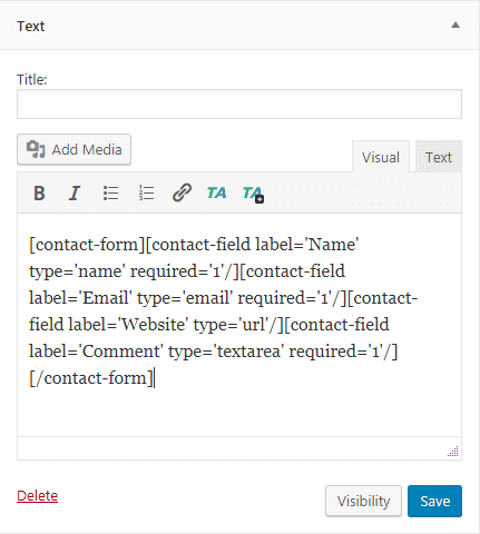 Menampilkan form kontak JetPack pada widget WordPress
