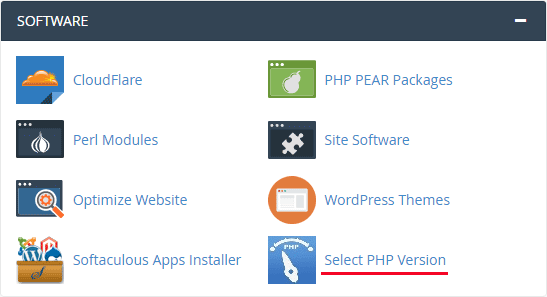 Opsi Select PHP Version pada cPanel