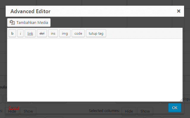 Advanced editor plugin TablePress
