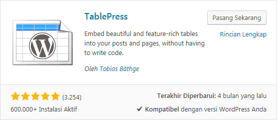 Plugin WordPress Tablepress