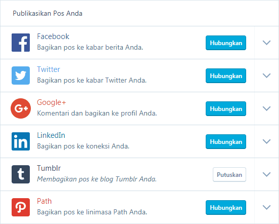 Sambung akun sosmed dengan blog gratis WordPress.com