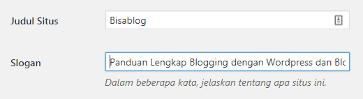 Cara mengubah judul dan slogan (tagline) sebuah situs