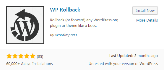 Plugin WP Rollback untuk membantu proses donwgrade plugin dan tema WordPress