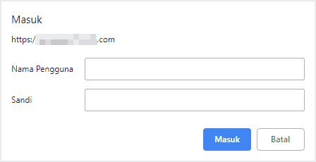 Popup Authentication Required yang meminta data username dan password sebelum login.