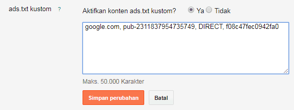 Cara buat ads.txt di Blogger dan mengaktifkannya