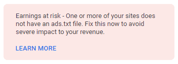 Penghasilan Anda berisiko - Satu atau beberapa file ads.txt Anda tidak berisi ID penayang AdSense. Perbaiki masalah ini sekarang juga untuk menghindari dampak yang serius pada pendapatan Anda.