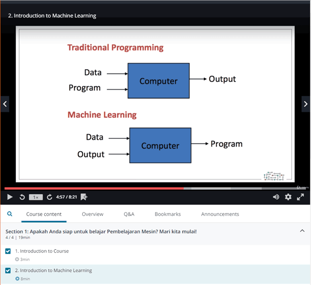 Belajar machine learning di Udemy - Perbedaan antara machine learning dengan traditional programming pada umumnya