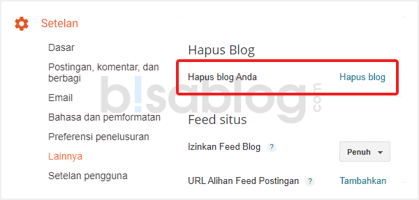 Cara menghapus akun Blogspot