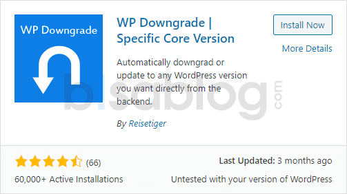 Plugin WP Downgrade untuk mengembalikan WordPress ke versi sebelumnya