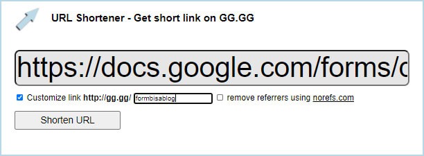 Cara Memperpendek Link Google Forms dengan GG.gg
