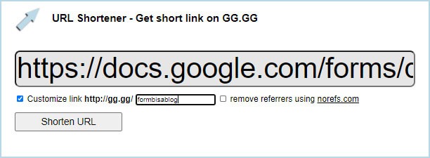 Cara memperpendek link google form