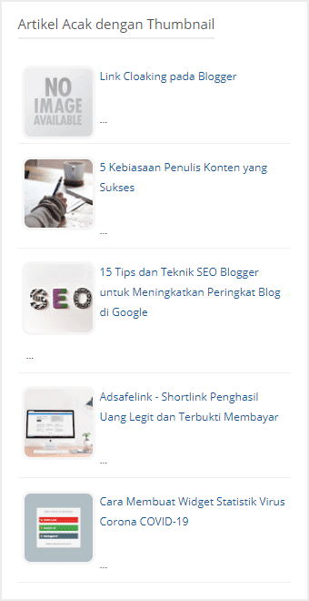 cara membuat widget pos acak di blogger dengan thumbnail